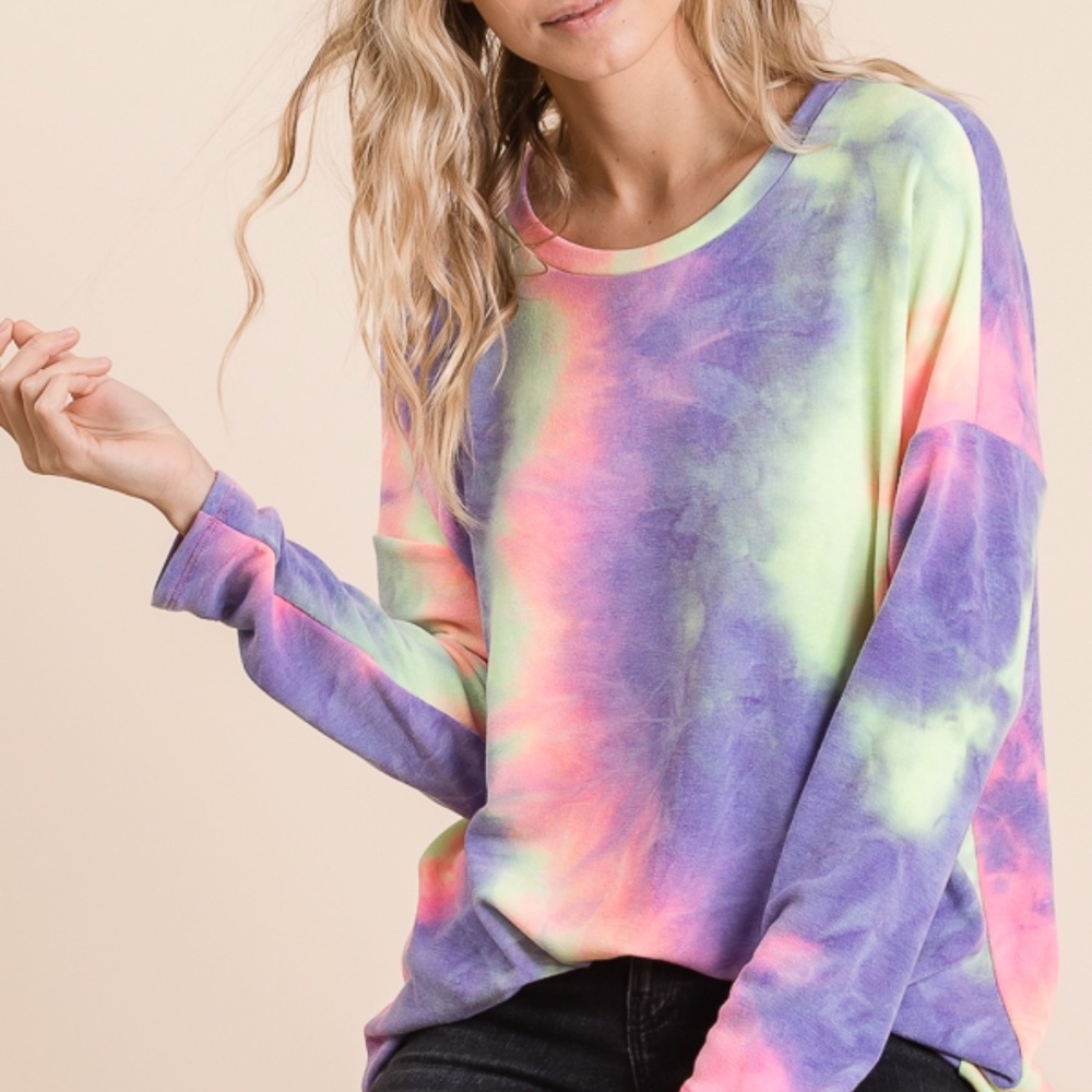 Bright long sleeved tie dye top - Picture 5 of 5